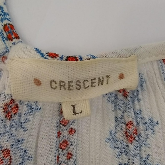 Crescent Boho Women's Blouse With Front Tassel Tie 3/4 sleeves Size Large - Picture 5 of 5